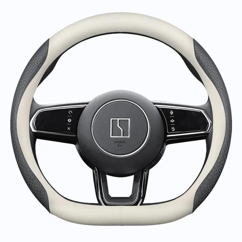 ZEEKR 001 Steering Wheel Cover: Genuine Leather, Ultra-Thin, Non-Slip, Breathable - Perfect for New Energy Vehicles