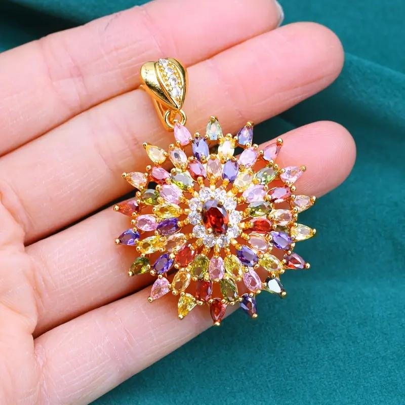 Pendant Necklace  Multicolored With Cubic Zirconia Luxurious And Creatively Retro Piece Is Ideal For Weddings Valentine'S Day