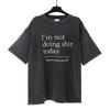 Unisex Oversized Cotton T-Shirt With Bold Letter Print Vintage Washed Loose Fit Casual Tee