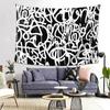 Wandteppich mit Graffiti-Motiv in Schwarz-Weiß – Ästhetische Wanddekoration für Wohnzimmer, Schlafzimmer und Zuhause