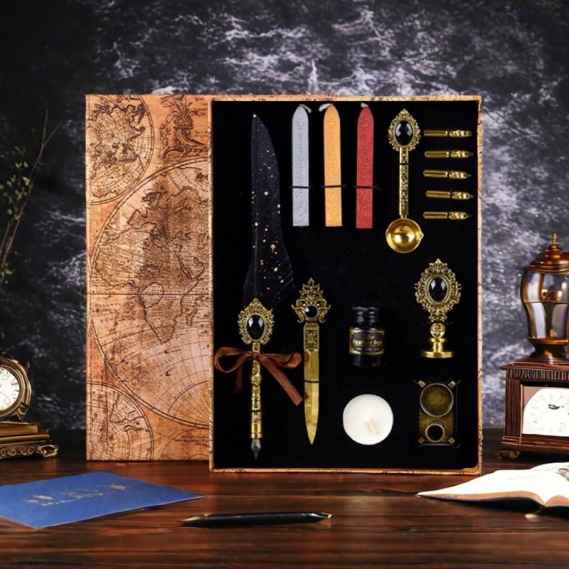Feather Pen Magic Academy Dip Set With Wax Seal Kit Calligraphy Gift