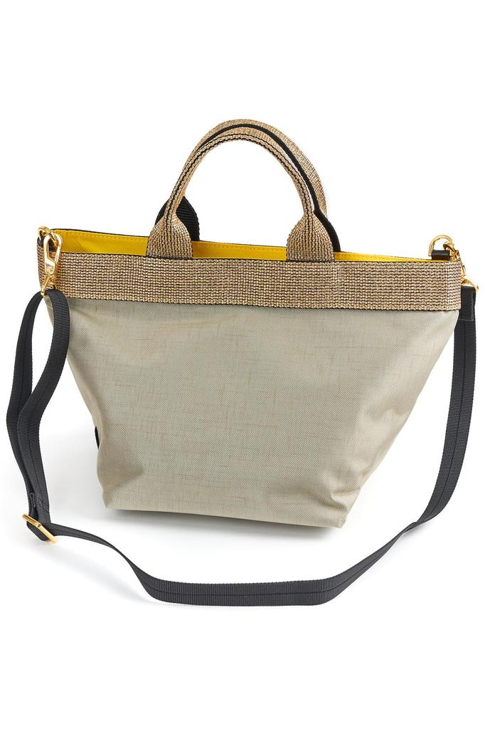 Viola Nylon X Gold Tape Tote Gray D'oro Bag, Medium, Beige, VIO-V-2037-BE