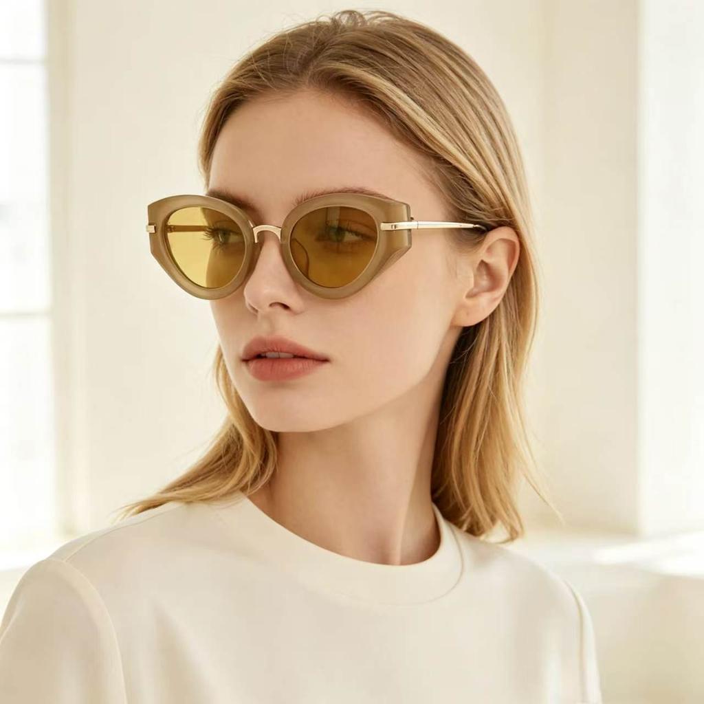 New European and American fashion personalized oval women's fashionable small frame sunglasses trendy outdoor sunscreen versatile sunglasses