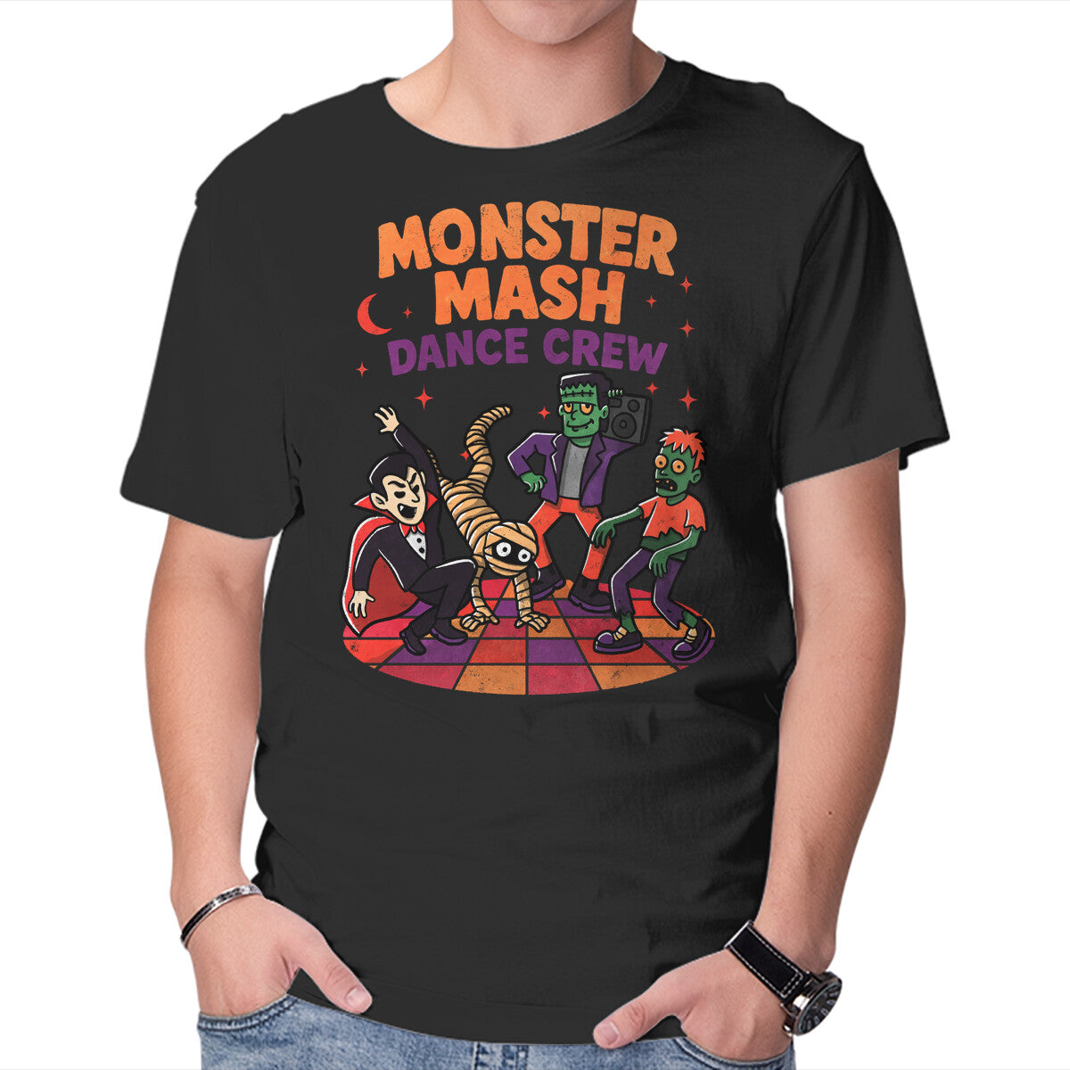 Unisex Crew Neck T-Shirt Monster Dance Graphic Short Sleeve Casual Tee XXXXL