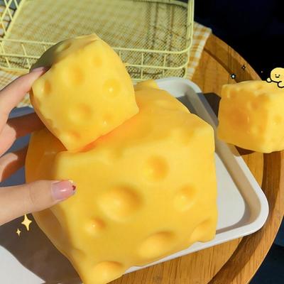 Yellow Cheese Squeeze Toy Stress Relief Cheese Cube Fidget Toy Relaxation Focus Aid