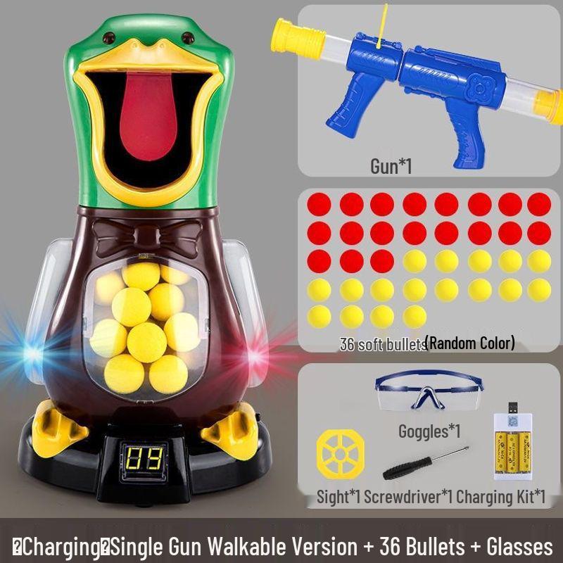 Hit Me Ducky! Parent-Child Interactive Toy with Air-Powered Soft Bullet, 3-Shot Firing for Kids 6+