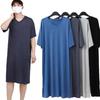 Men Summer Nightgown Modal Pajamas Round Neck Simple Raglan Sleeve T-shirt Dress Casual Loose Large Size Home Wear