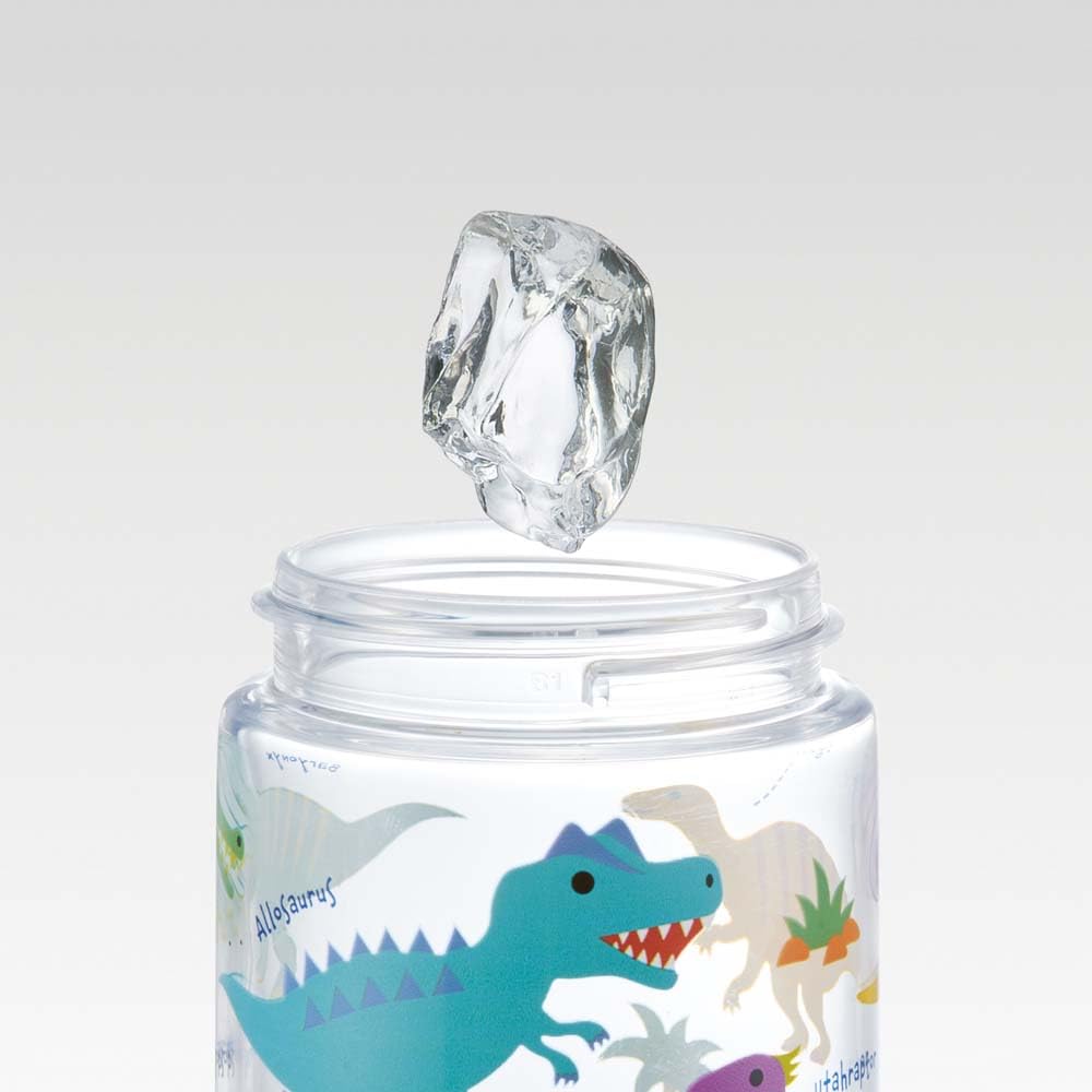 Skater Straw 500ml Straw Water Dinosaur Bottle, Spout-Shaped Bottle, Plastic, Clear, Kids', Design, PSTB5-A