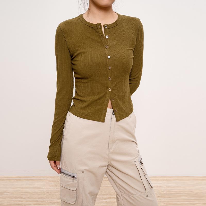 

New Women s Long-Sleeve Round-Neck Cardigan: Casual, Lightweight Rayon Knitwear for Autumn and Winter M (suggested 95-110 jin)