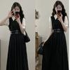 Summer New Fat MM Slim French Retro Waist Fake Two-piece Dress Women's Large Size Temperament Small Black Dress