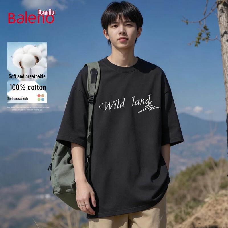 Baleno Men s 100% Cotton Print Casual Short Sleeve T-Shirt L