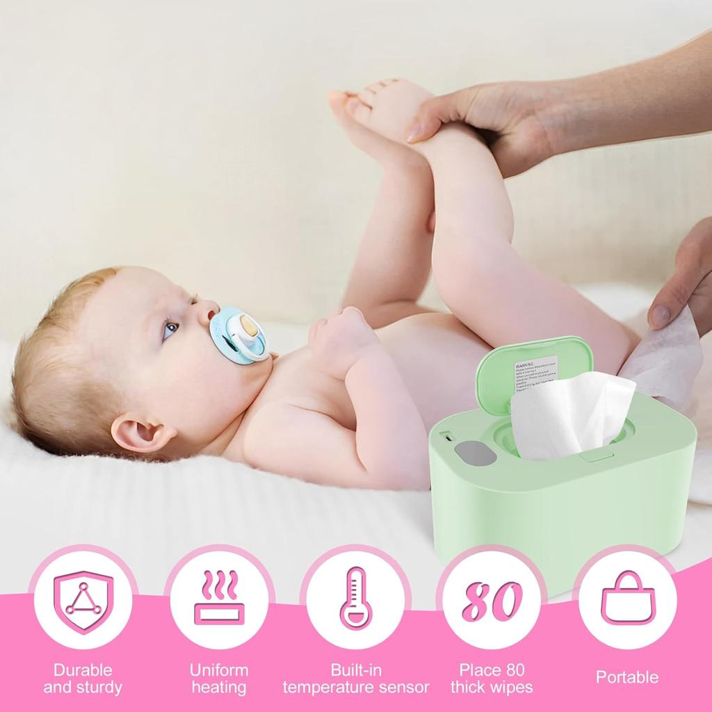 Baby Wet Wipes Warmer Large Capacity Wipes Dispenser Holder Case 4 Modes of Temperature Heating Control Outdoor Travel Newborn