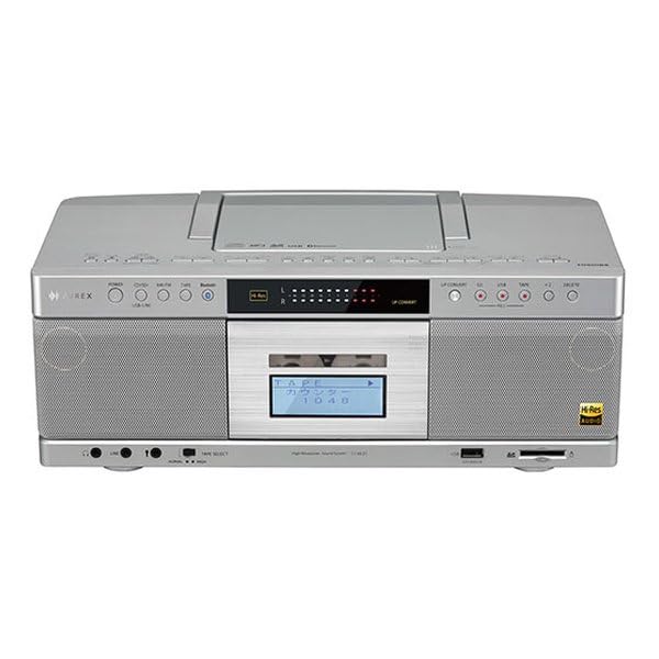 TOSHIBA AUREX Silver Radio Cassette Recorder TY-AK21(S) High-Resolution SD/USB/CD