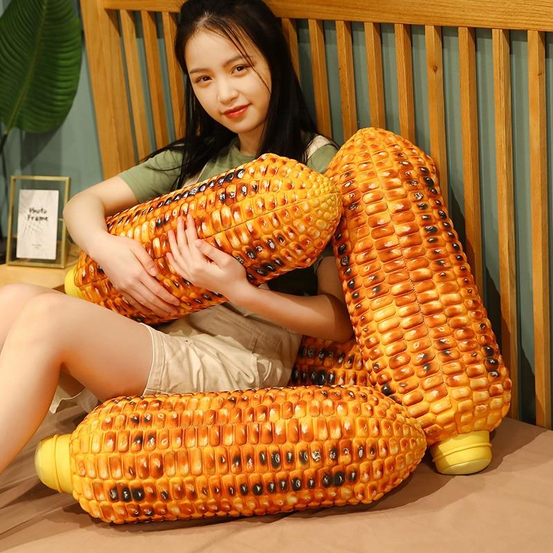 Real Life Corn Plush Toys Simulation Plant Grilled Corn with Leaf Pillow Creative Stuffed Soft Dolls Funny Birthday Gift