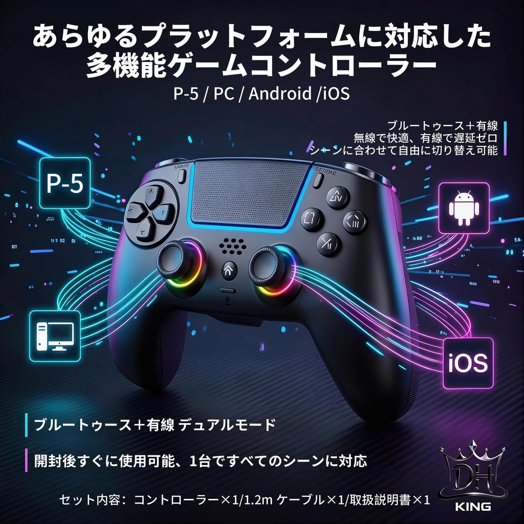 DHKING PlayStation 5 Controller New Version Gamepad P5 Remote Control Macro Turbo Rapid Fire Function Bluetooth Connection 1000mAh High Capacity