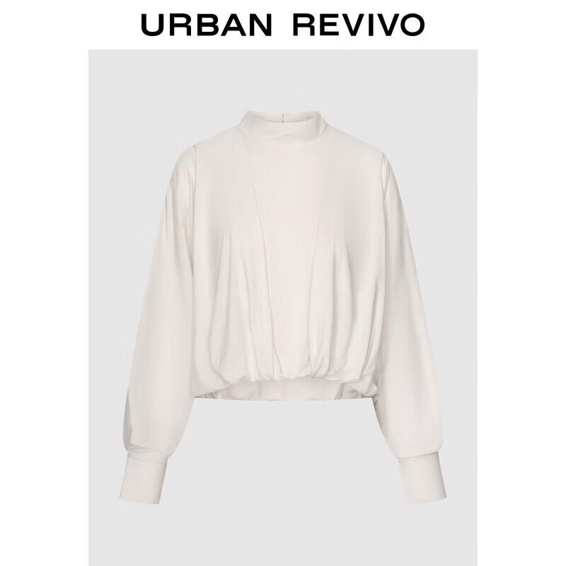 UR Women s Elegant Pleated Long-Sleeve Open-Front Blouse M