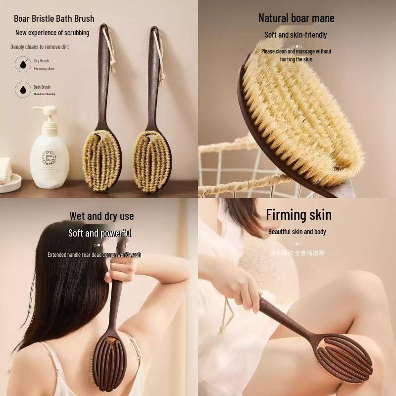 Dual-Use Long Handle Bath & Shower Scrubber with Exfoliating Brush