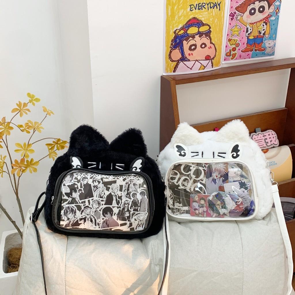 Itabag Plush Cat Backpack Animal Shoulder Bag With Adjustable Straps Shoulder