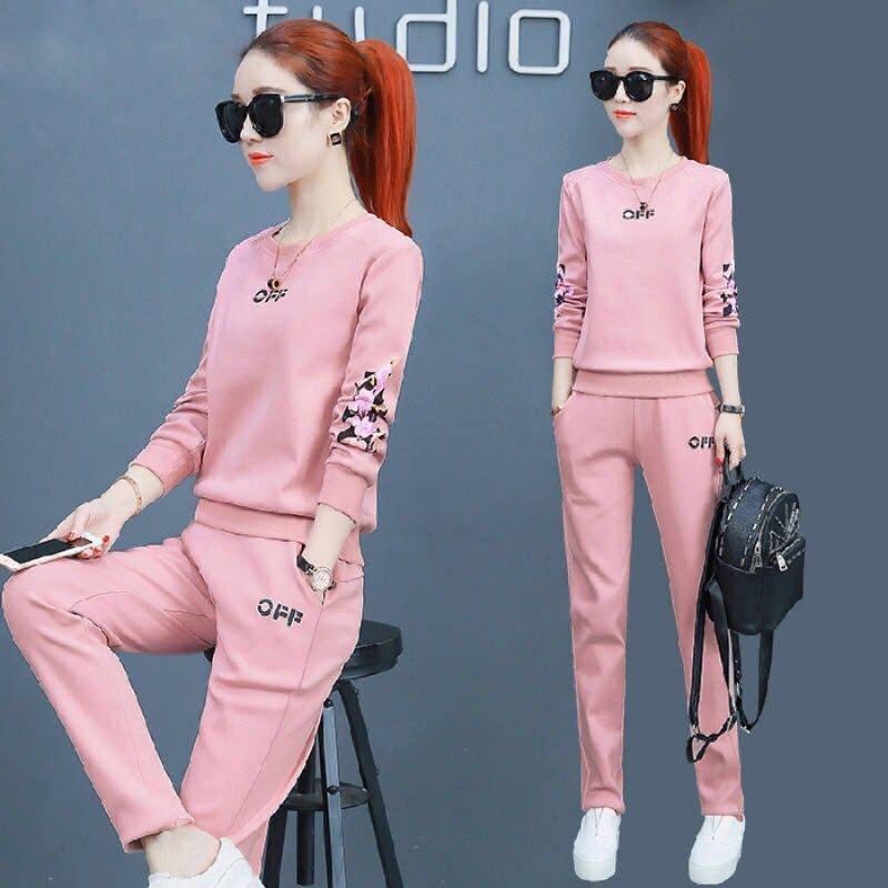 Sportswear Suit for Women, Spring and Autumn, Korean Style, Loose, Fashionable and Casual, Large Size Two-piece Set