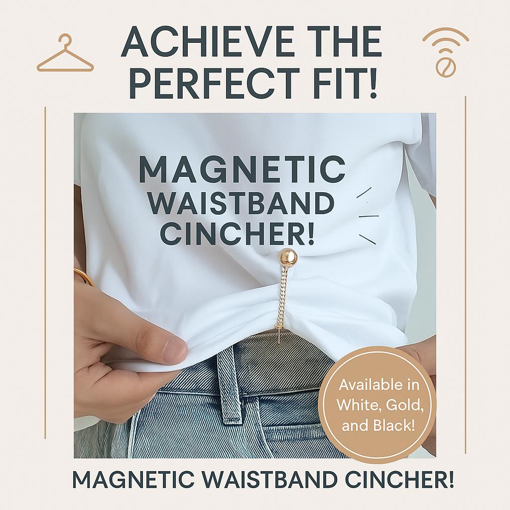 Magnetický pas Cincher Nastavitelná spona lemu trička Perfect Fit Kovový patentní knoflík Bílá/zlatá/černá k dispozici