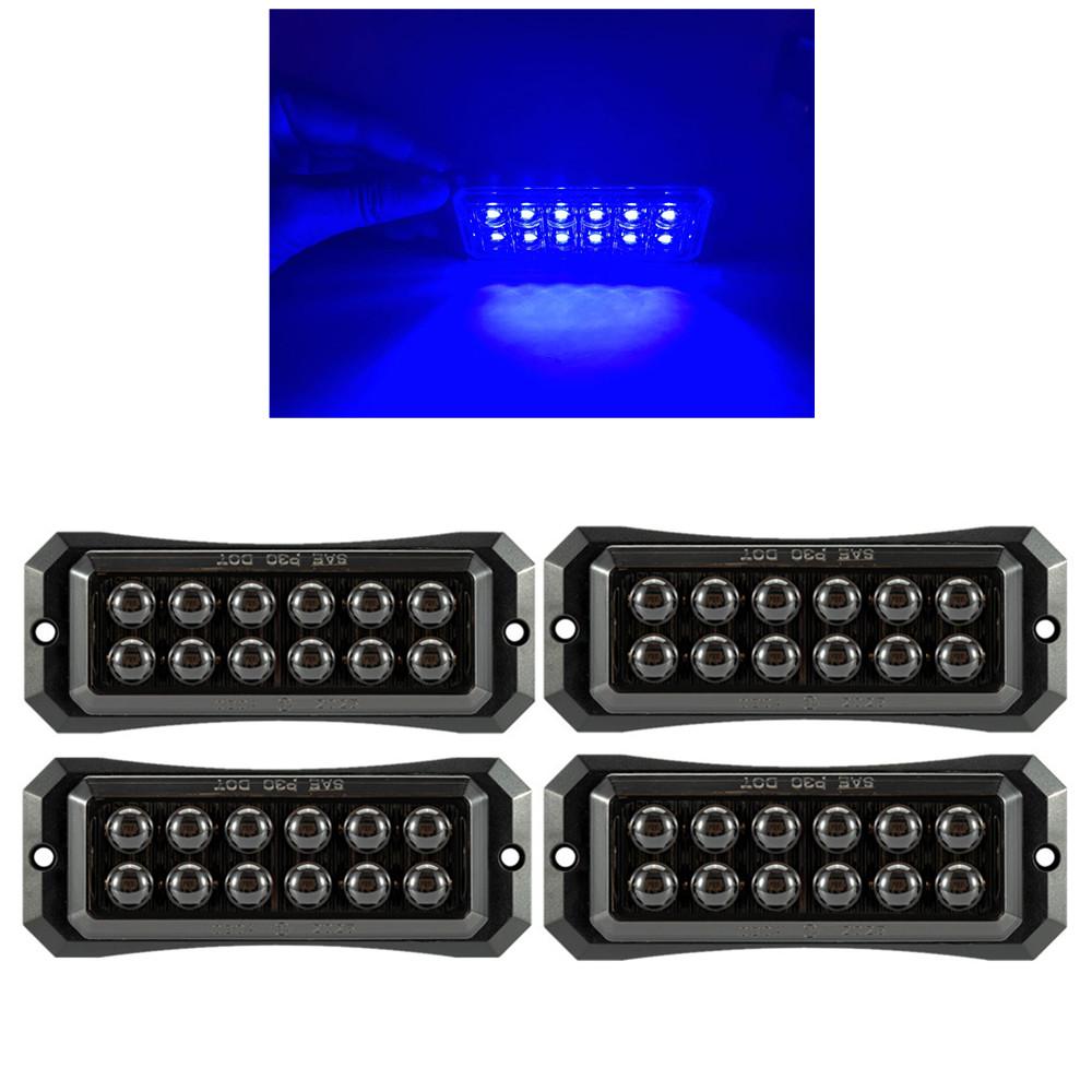 4PCS 12LED Strobe Light Bar Car Truck Flashing Warning Hazard Beacon Amber White Light 12V 24V Emergency Strobe LED Side Light