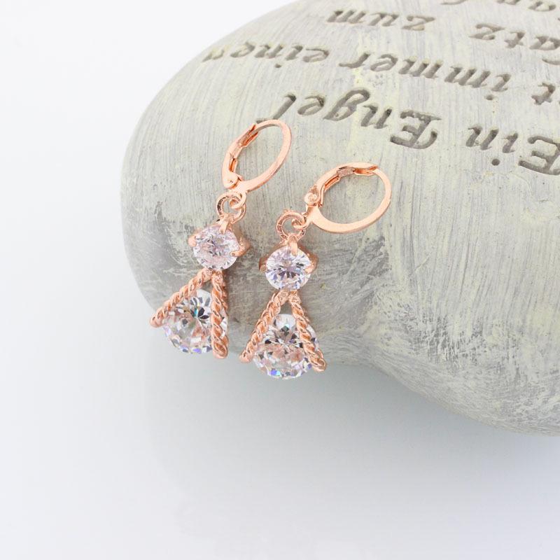 European  American Zircon Crystal Water Drop Stud Earrings