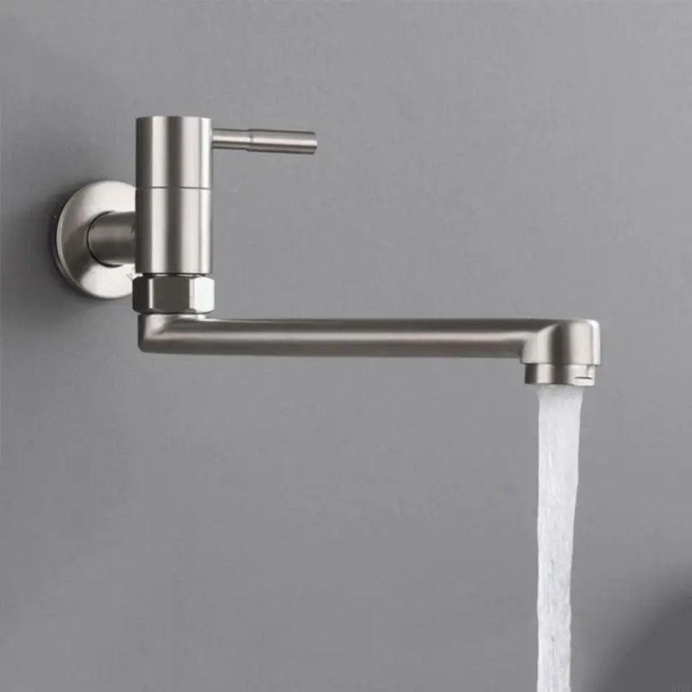 180° Rotation Kitchen Faucet Lengthened Outlet Stainless Steel Sink Tap  Wall Mounted