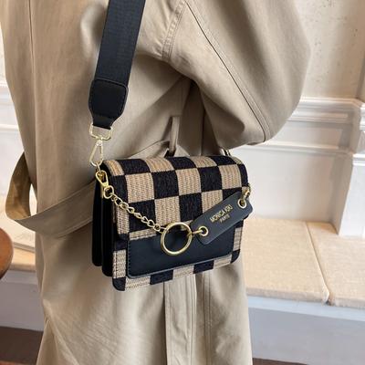 Checkerboard Mini Fabric Flap Crossbody Sling Bags for Women  Luxury Brand Design Handbag Simple Shoulder Bag Handbags