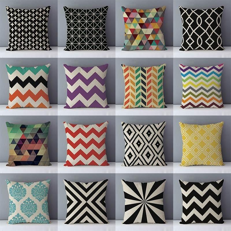 Jessica Chen Unisex Quality Cozy Popular Geometric Couch Cushion Cover Home Decorative Pillows 45X45cm For Bed Seat Back Cushions Bedding Pillowcase