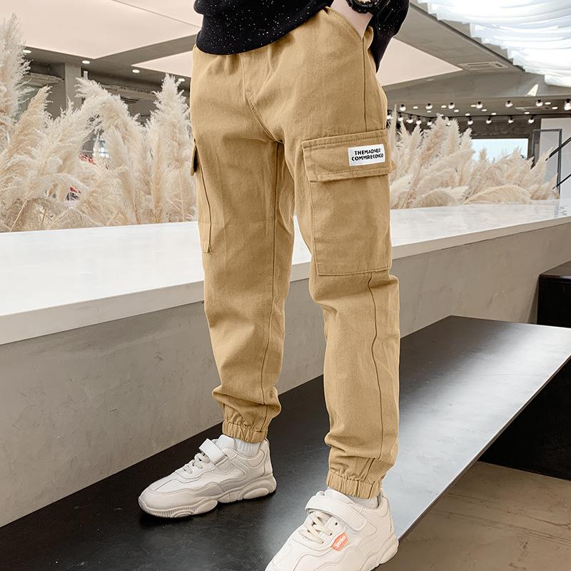 Autumn Boys Fashion Cargo Pants Spring Big Kids Letter Sports Trousers Handsome Teenagers Casual Thin Sweatpants 5-14 Years 120