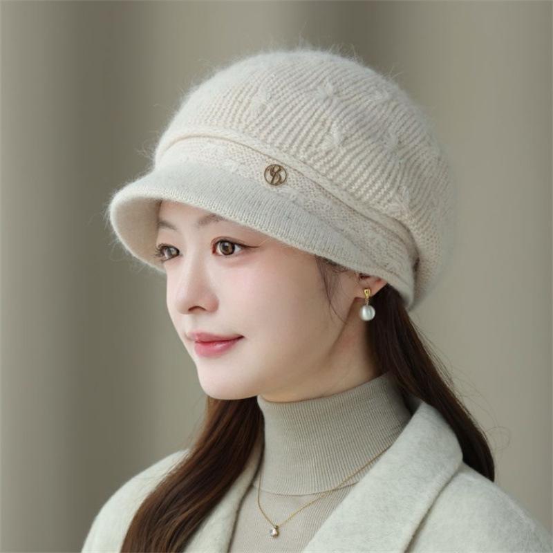 Winter mother hat women's plush thick knitted wool thermal hat in the elderly outdoor cycling cold cotton hat