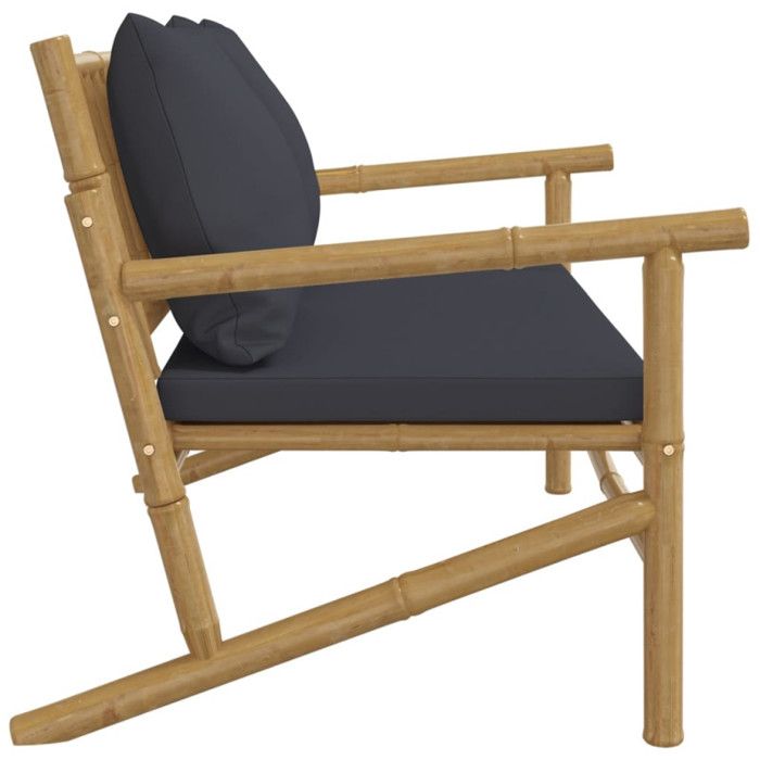 VidaXL Banc de jardin avec coussins gris foncé bambou 363464
