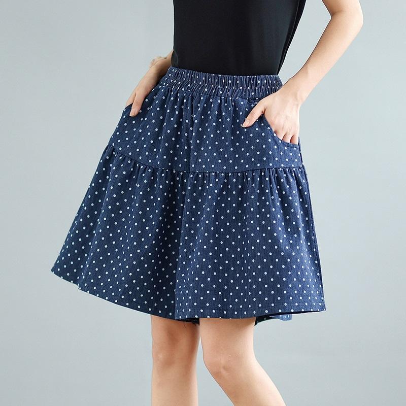 High Waist Plus Size Vintage Dot Casual Loose Summer Denim Shorts for Women Short Jeans