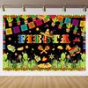 May 5th Mexican Festival Cactus Themed Banner Backdrop Colorful Flags Children Party Birthday Decoration Photography Backdrop
