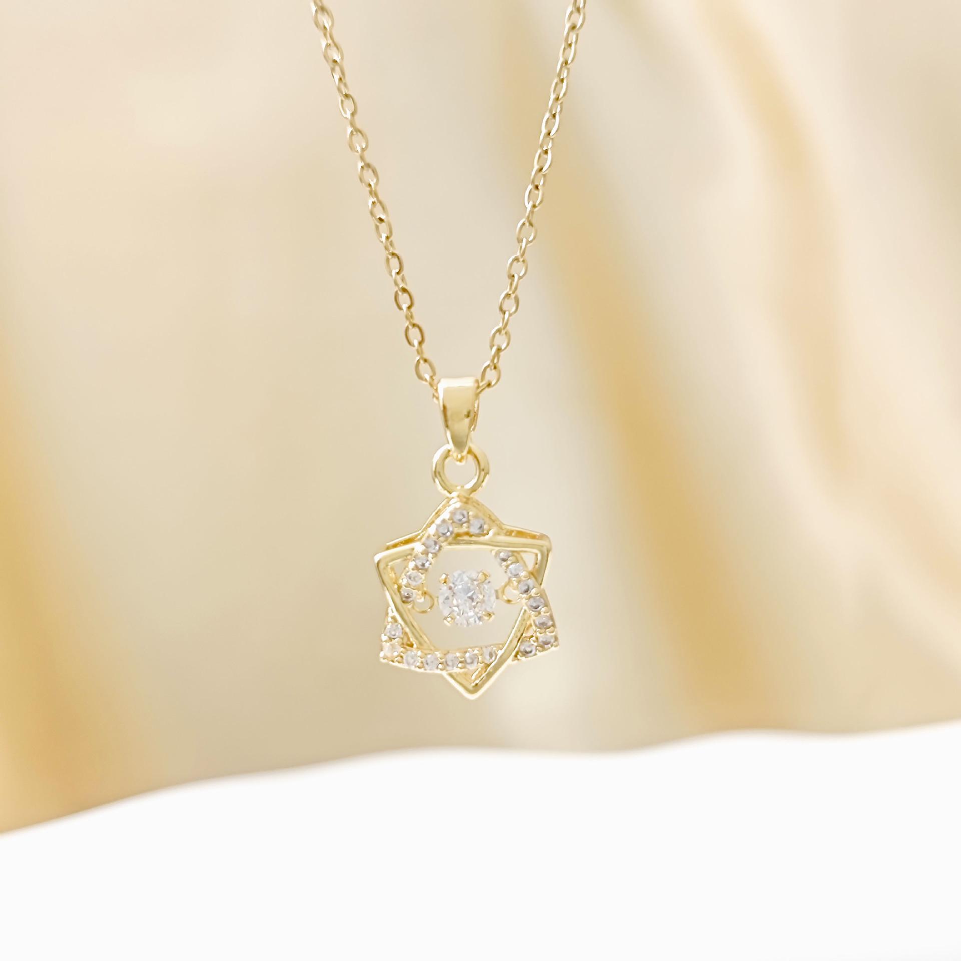Women s Lively Full Diamond Six-Pointed Star Necklace - Elegant Luxury Collarbone Chain, Versatile Fashion Accessory.