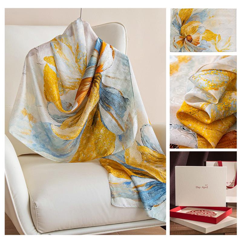 

New Mother s Day Gift Mulberry Silk Silk Scarf High-end Ladies Scarf for Elderly Mother s Shawl 55*170cm