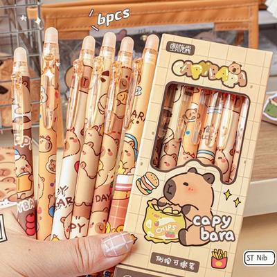 6 STÜCKE Kawaii Capybara Löschbaren Stift Ästhetischen 0,5mm Gel Stift INS Nette Schreiben Stift Bürobedarf