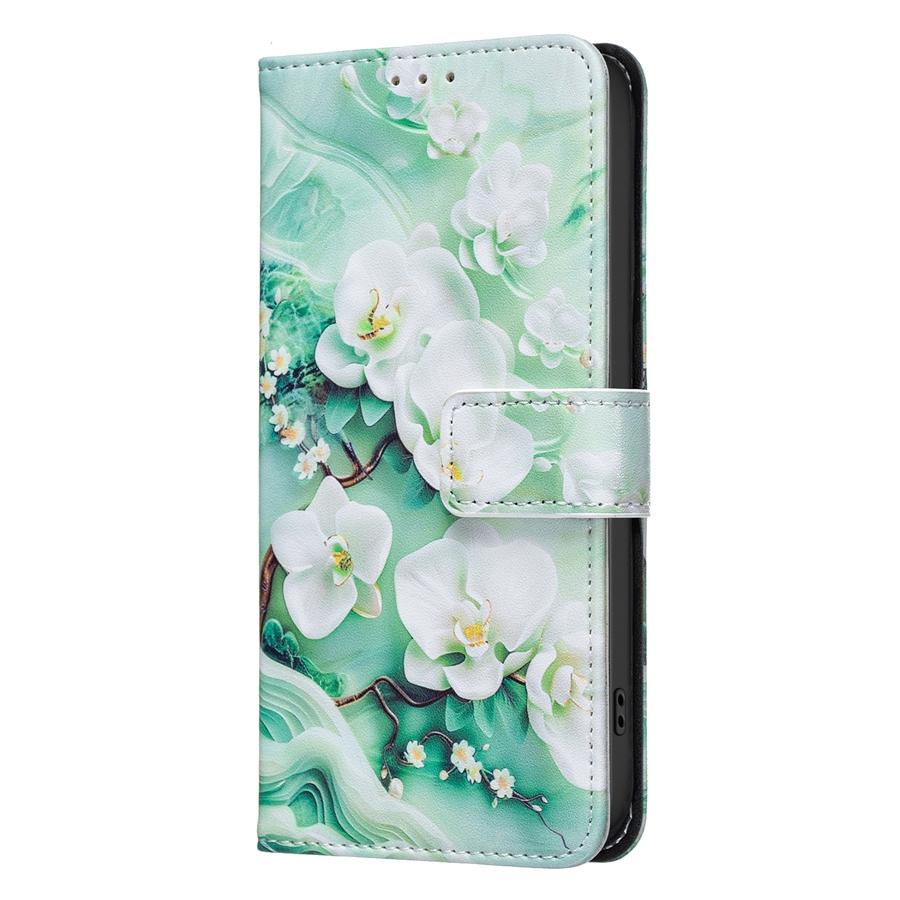 Luxury Floral & Butterfly Printed Phone Case for iPhone/Samsung Wallet Case with 3 Card Slots + Cash Pocket Kickstand Vegan Leather Flip Cover