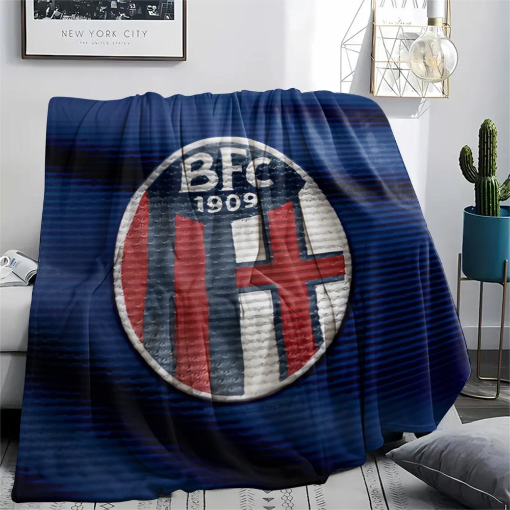 Coperta in Flanella con Motivo Bologna FC 1909, Alta Qualità, Confortevole per Tutte le Stagioni, Decorazione per la Casa, Calore e Comfort, Perfetta per Regali.
