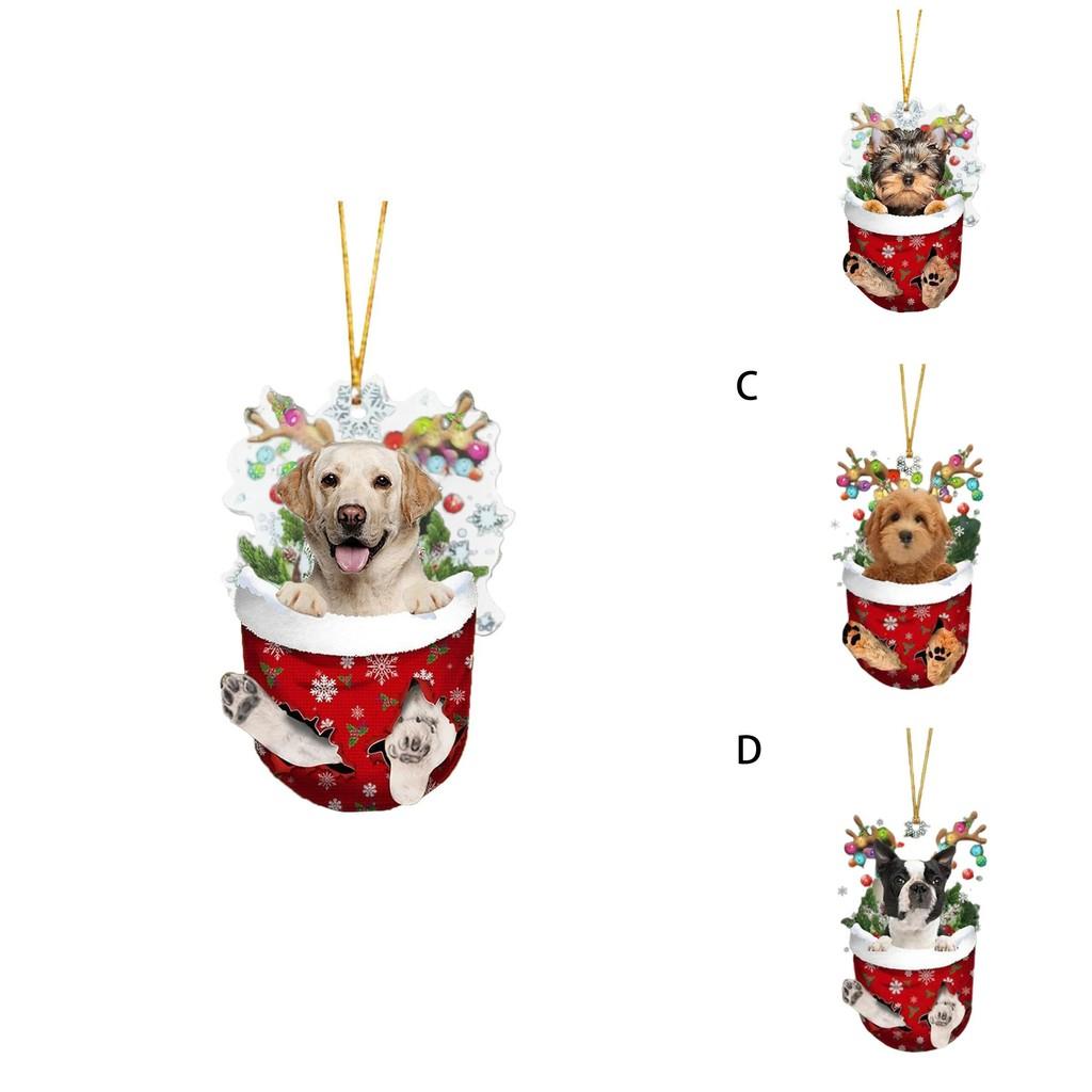 Creative Cute Christmas Dog Car Interior Ornament Acrylic Christmas Tree Decoration Gift