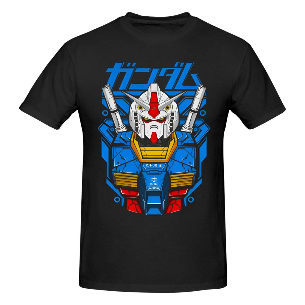 Mecha Warrior Gundam Anime TShirt Cotton Tees Shirt Streetwear Round Neck Tshirt Fashion ShortSleeve Clothes