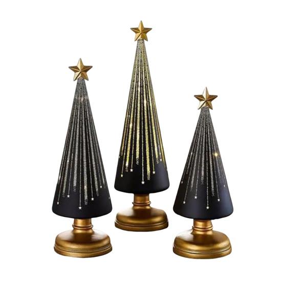 Twinkle Light Christmas Tree Illuminated Starry Night Resin Christmas Tree Ornament for Holiday Bedroom Dorm Tabletop Decor
