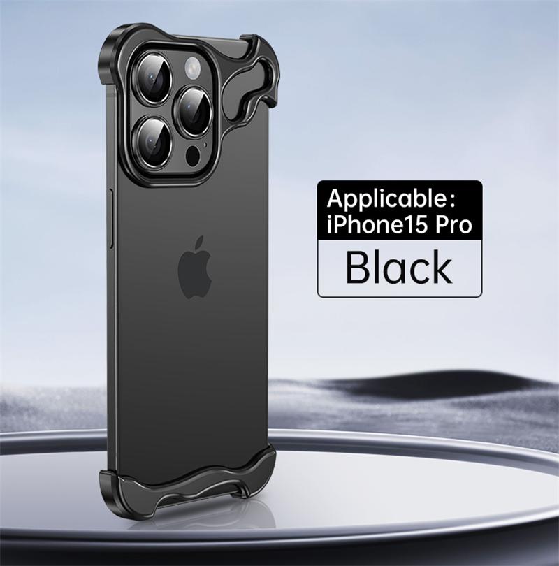 Luxury Alien Metal Borderless Phone Case For iPhone 12 13 14 15 16 17 Pro Max Lens Protecti Shockproof Aluminum Alloy Back Cover