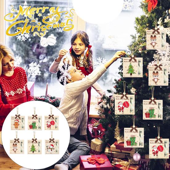 1/6Pcs Christmas Wallet Pendant Snowman Xmas Tree Gift Box Deer Pattern Pendant Striking Atmosphere