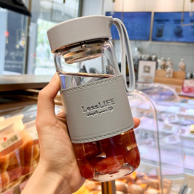 Glass Water Cup Summer Good-looking Men's and Women's Office Simple and Portable Student Tea Infuser Anti-Scald with Tea Cup