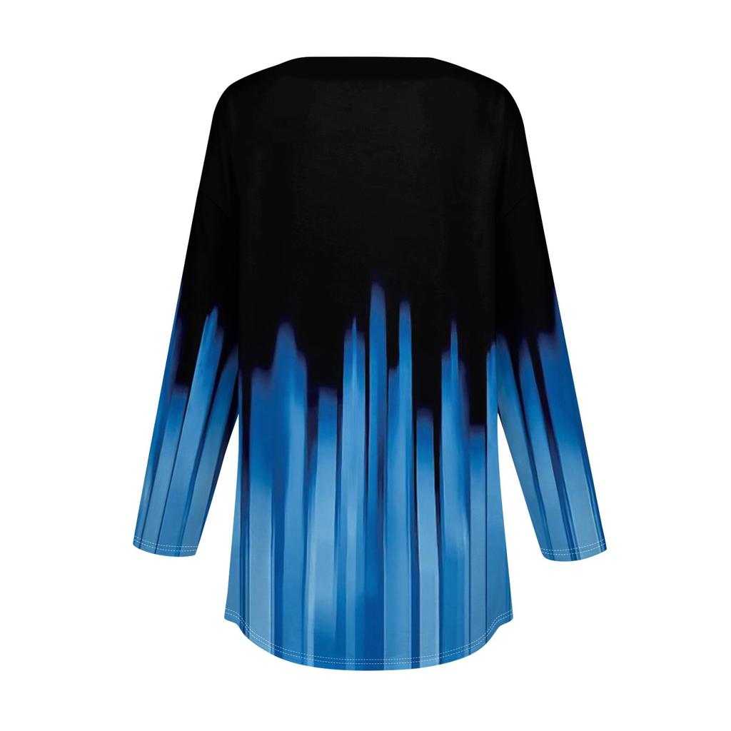 Tee Shirts For Women Fall Casual Long Sleeve Button Shirts Sweatshirt Vintage Graphic Printing Top Pullover