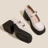 Wygodne buty Mary Jane ze skóry podwyższające wzrost, damskie, jesienne, nowe, wszechstronne, z okrągłym noskiem, z płytkim wycięciem, z paskiem zapinanym na klamrę, na platformie