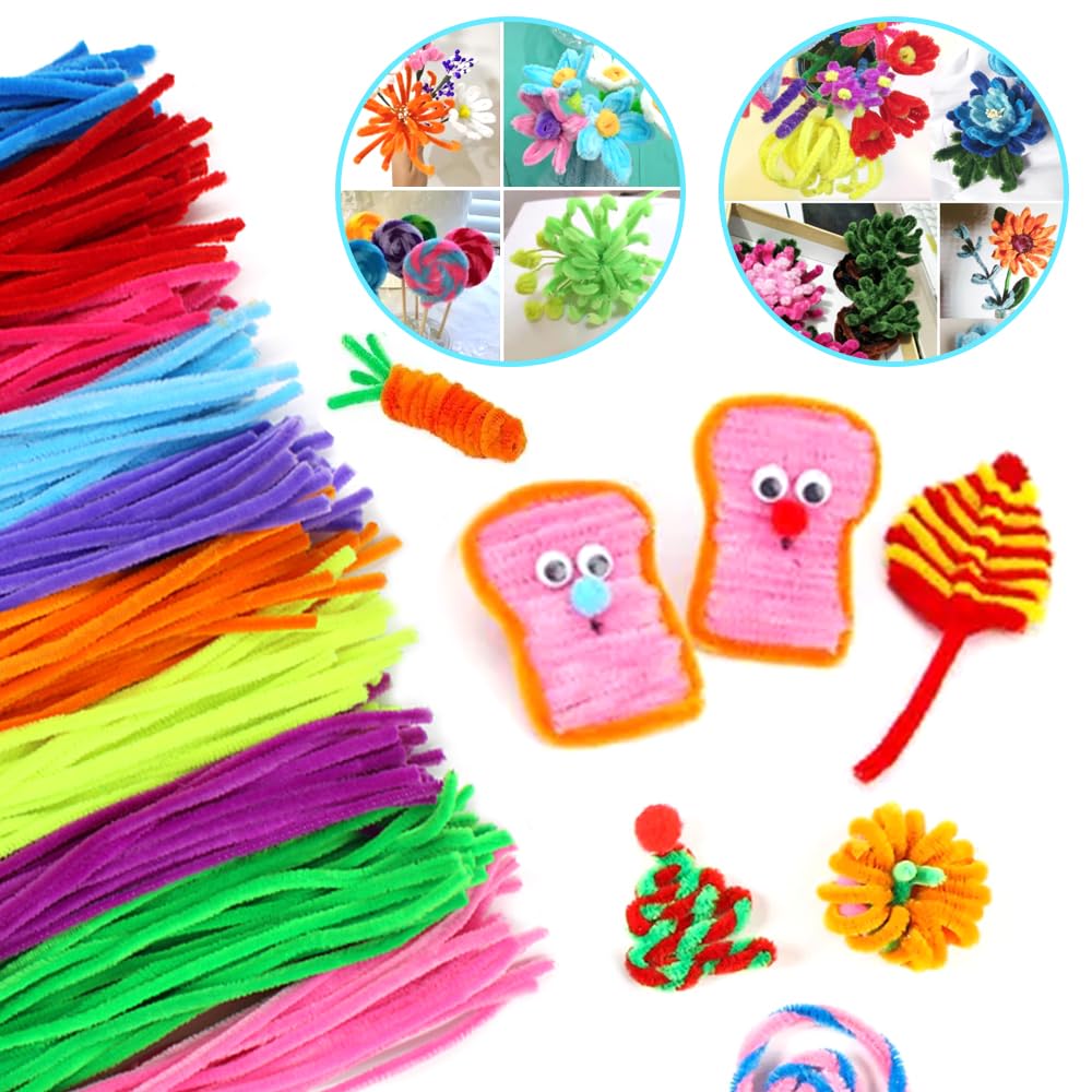 10 Colors Pipe Cleaners, Craft Chenille Stem Fuzzy Sticks, Handmade Gifts, Creative DIY Craft Decoration, Sewing, Wedding, Home Decor - 300 Pieces