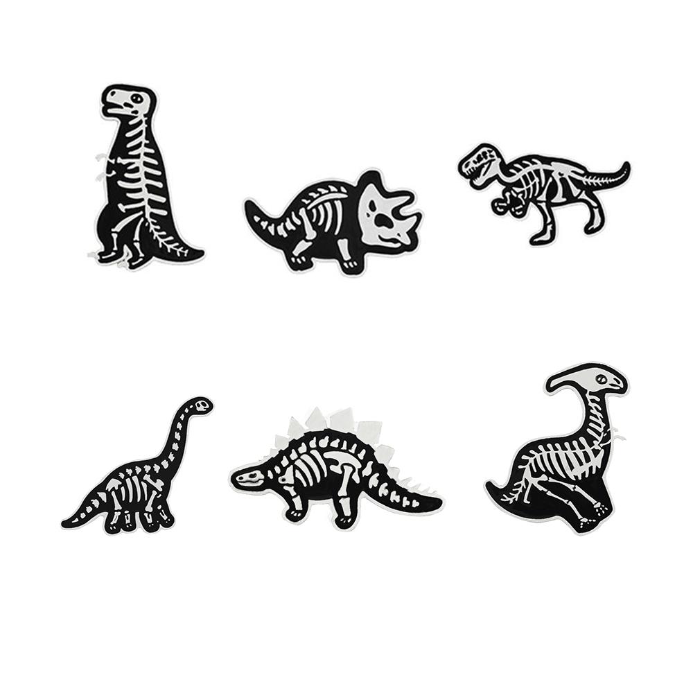 

4-7pcs Cool Punk Style Brooches Skeleton Skull Animal Dinosaur Cat Dark Enamel Badge Gothic Bag Shirt Pin Jewelry Gift Wholesale