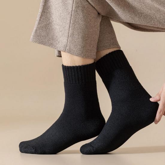 5 Pairs Men'S Fleece-Lined Thermal Crew Socks Soft Cozy Winter Floor Socks
